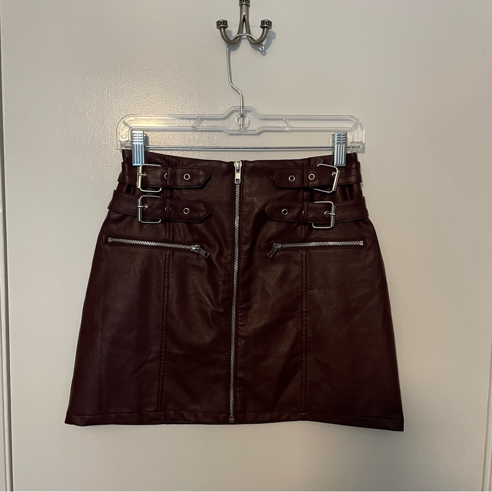 Maroon Leather Skirt